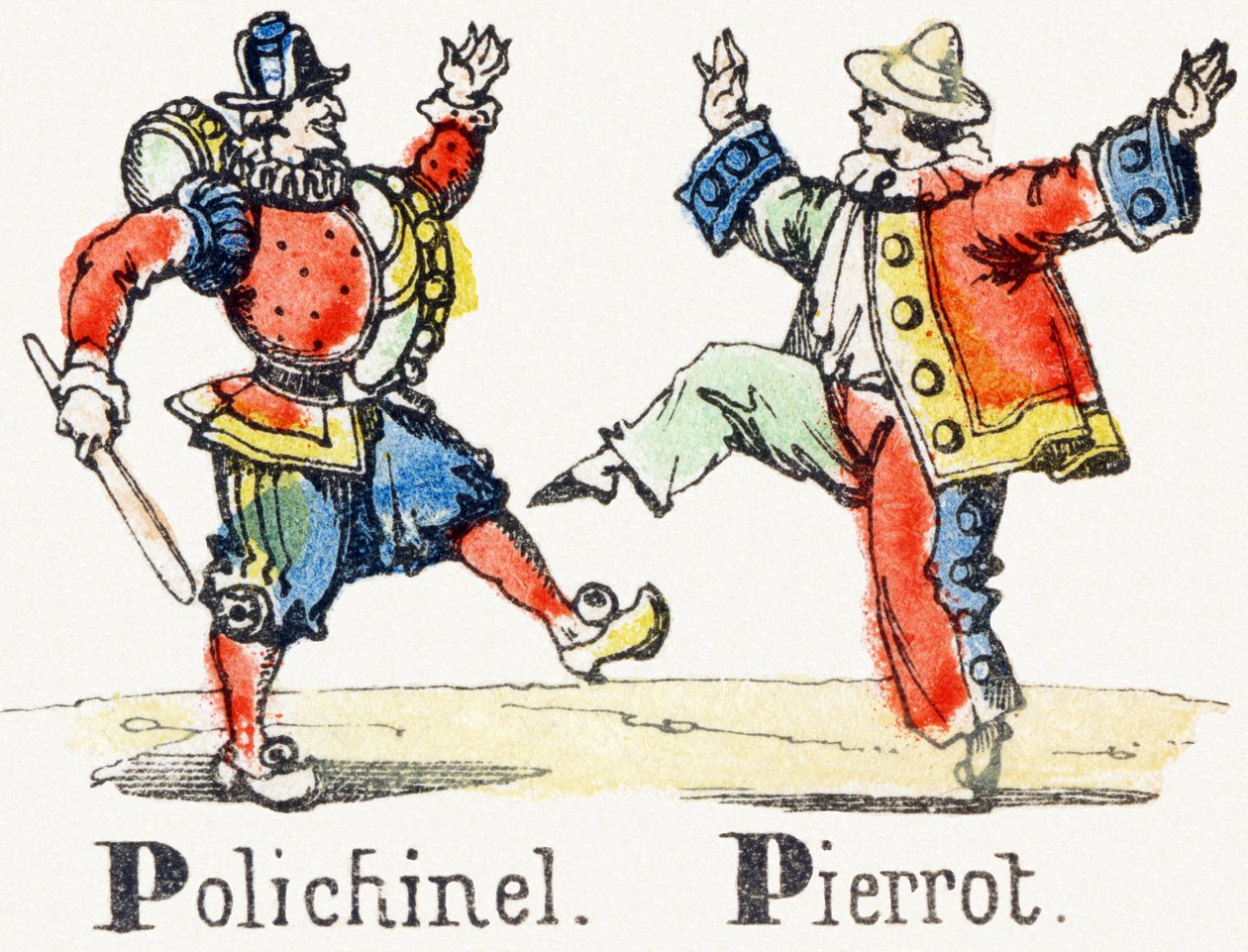 P - Polichinelle Pierrot - Kinderunterhaltungsalphabet ca. 1890 (Lithographie) von Unbekannt