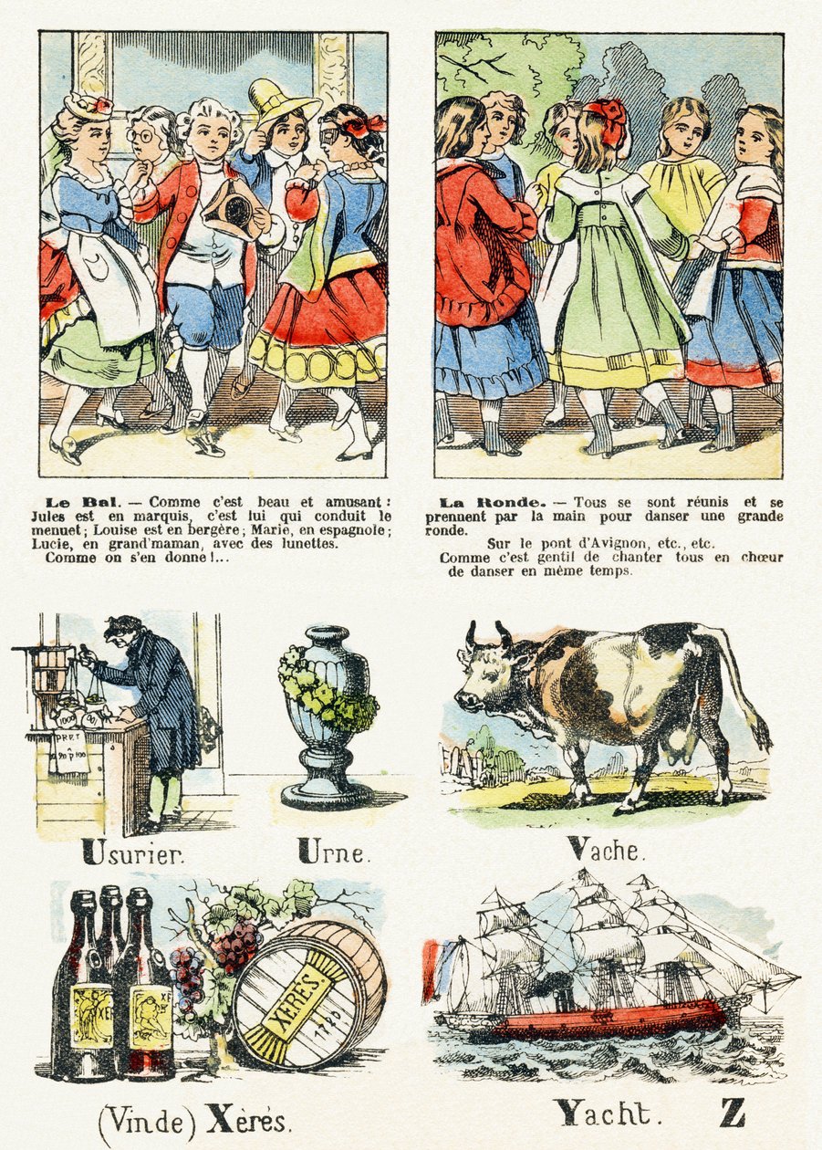 Seite 8 - Der Kostümball, der Reigen - Kinderunterhaltungsalphabet ca. 1890 (Lithographie) von Unbekannt
