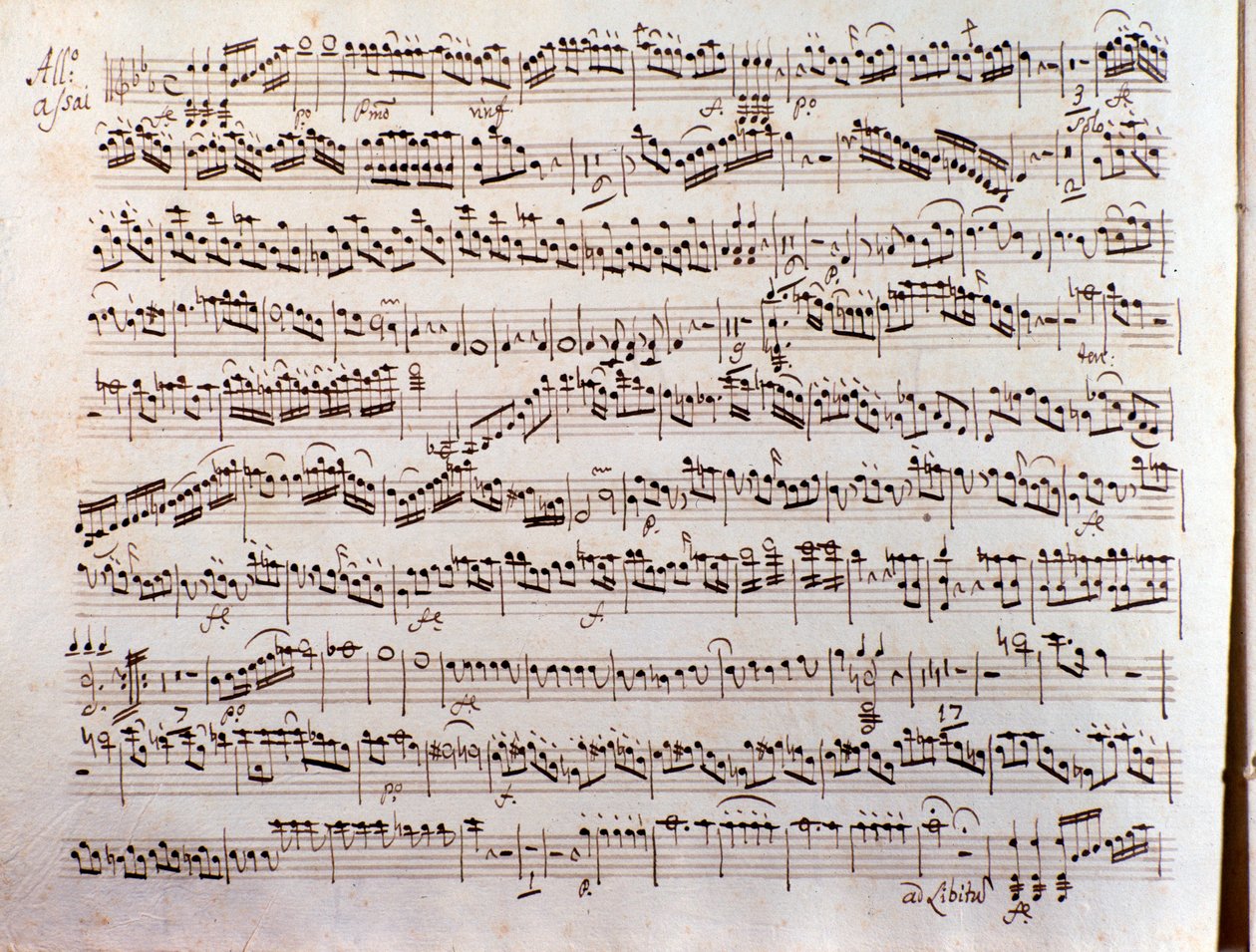 Seite einer Partitur einer Sinfonia concertante von Pleyel von Unbekannter Künstler