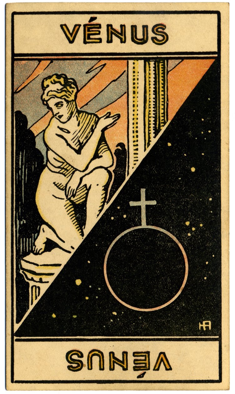 Paranormal. Astrologie. Venus (Planet). Astrologische Karte aus: Le Tarot Astrologique, von Georges Muchery, Frankreich von Unbekannter Künstler