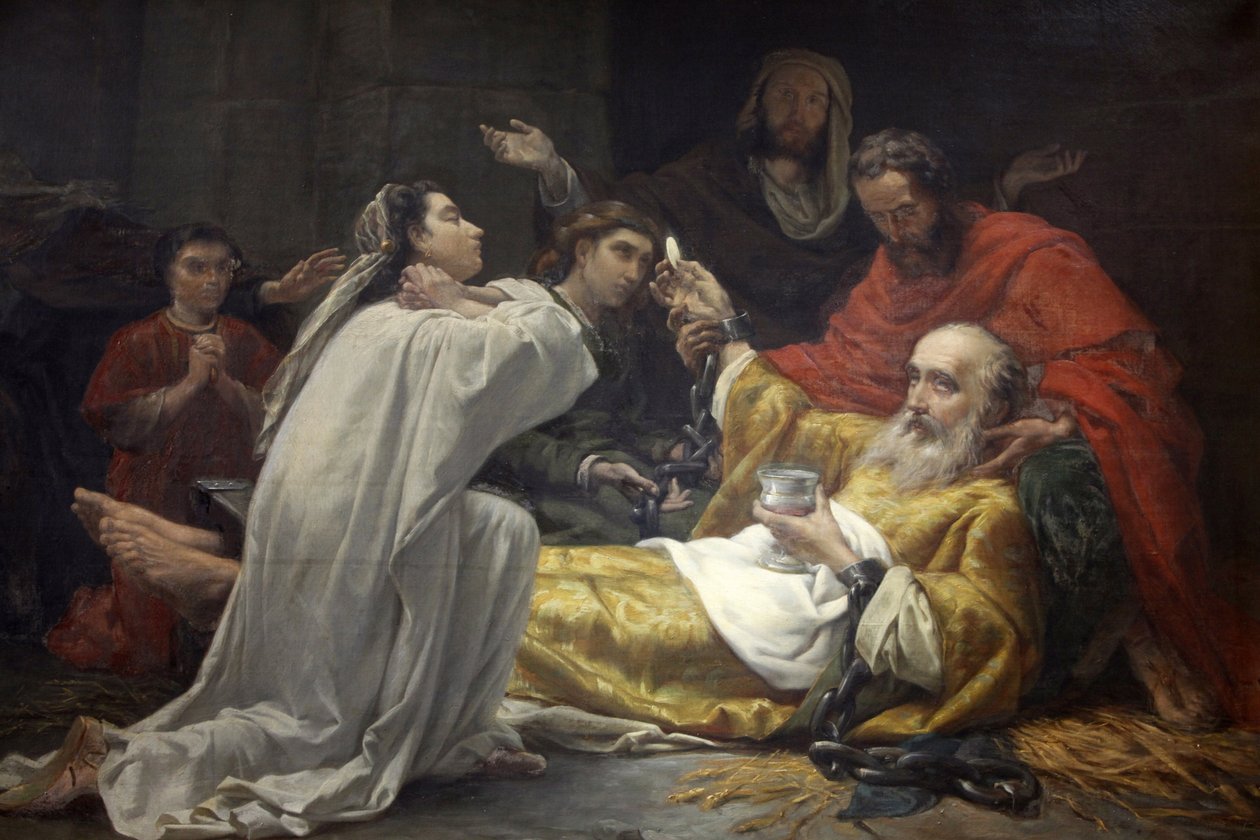 Gemälde in der Kirche Saint-Francois-Xavier: Tod von Saint-Francois-Xavier, Paris, Frankreich von Unbekannt