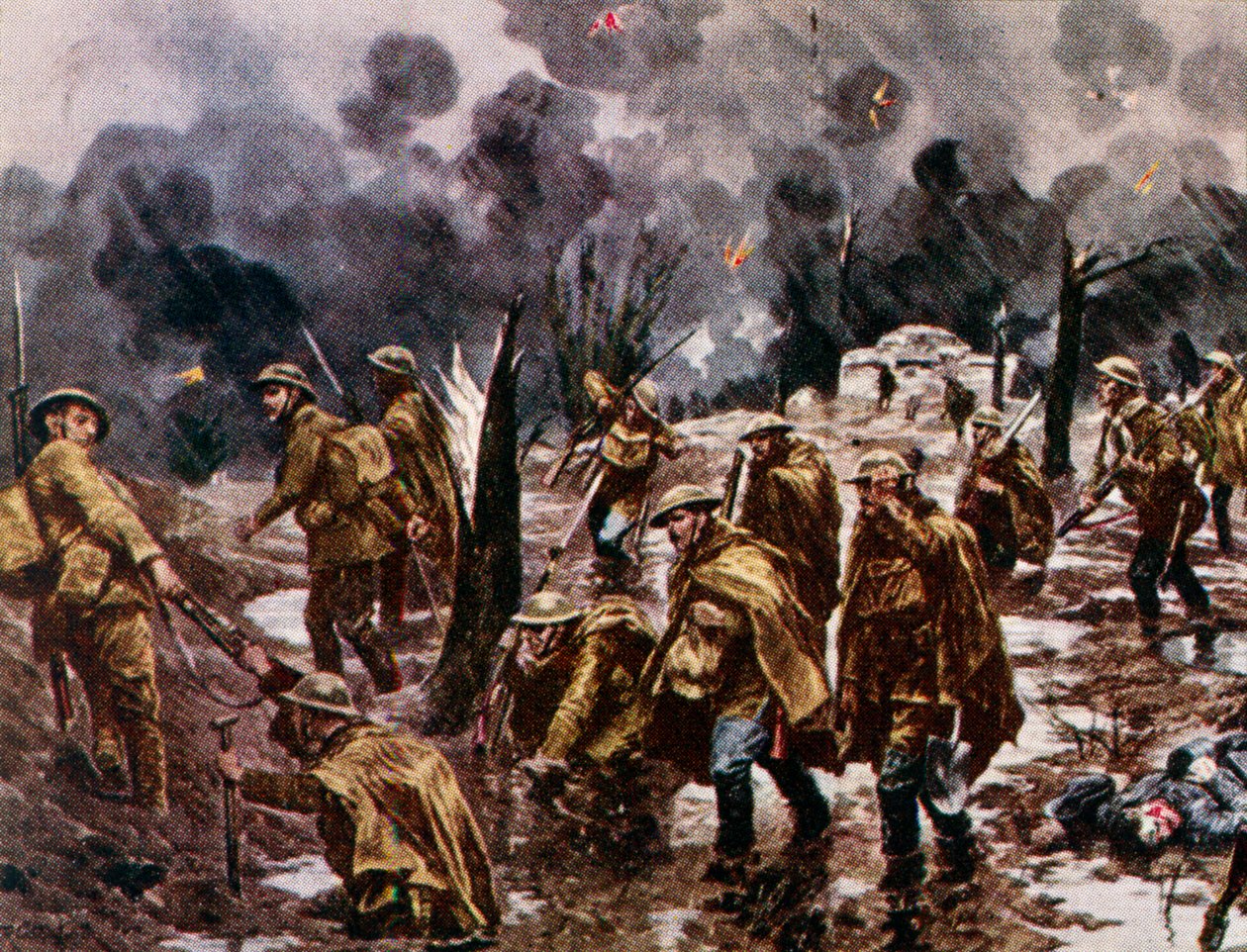 Passchendaele - Soldaten im Schlamm bei Ypern in Belgien während des Ersten Weltkriegs von Unbekannter Künstler
