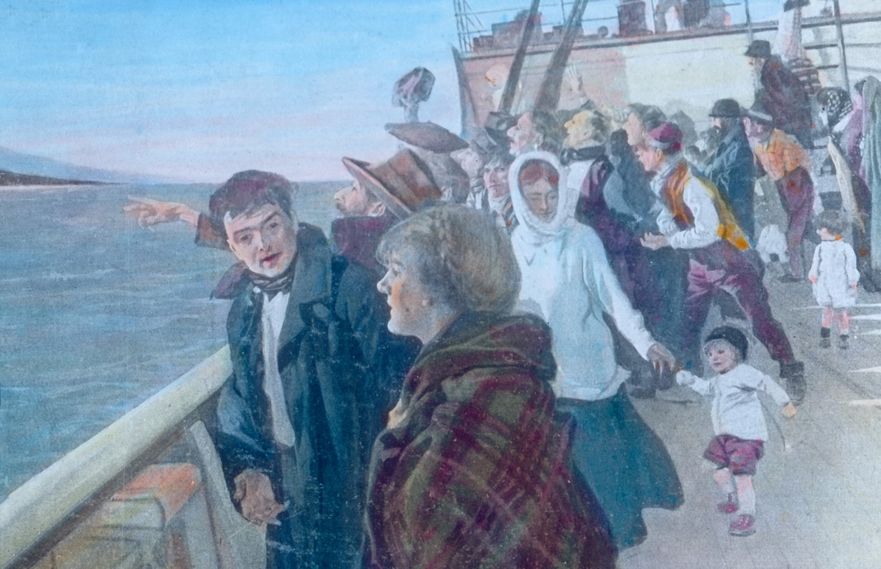 Passagiere auf dem Deck eines Dampfschiffs von Unbekannter Künstler