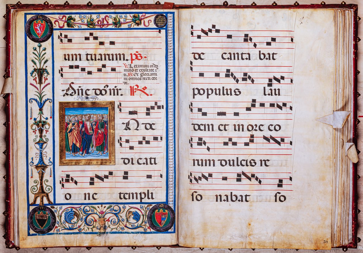 Piccolomini-Bibliothek: Chorbuch, cod. 26.R, ff. 29v-30r mit „Christus und alle Heiligen“ von Unbekannter Künstler