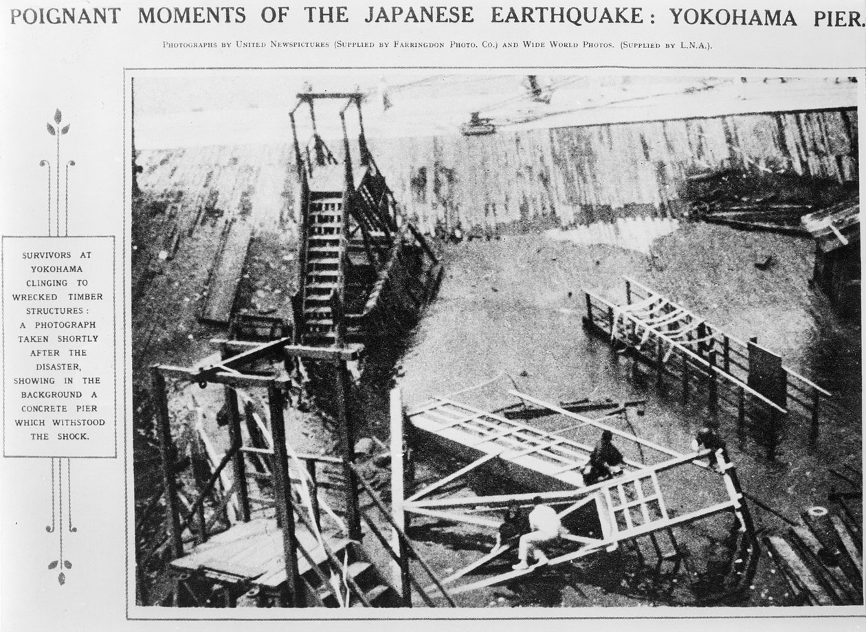 Ergreifende Momente des japanischen Erdbebens, Yokohama Pier von Unbekannt