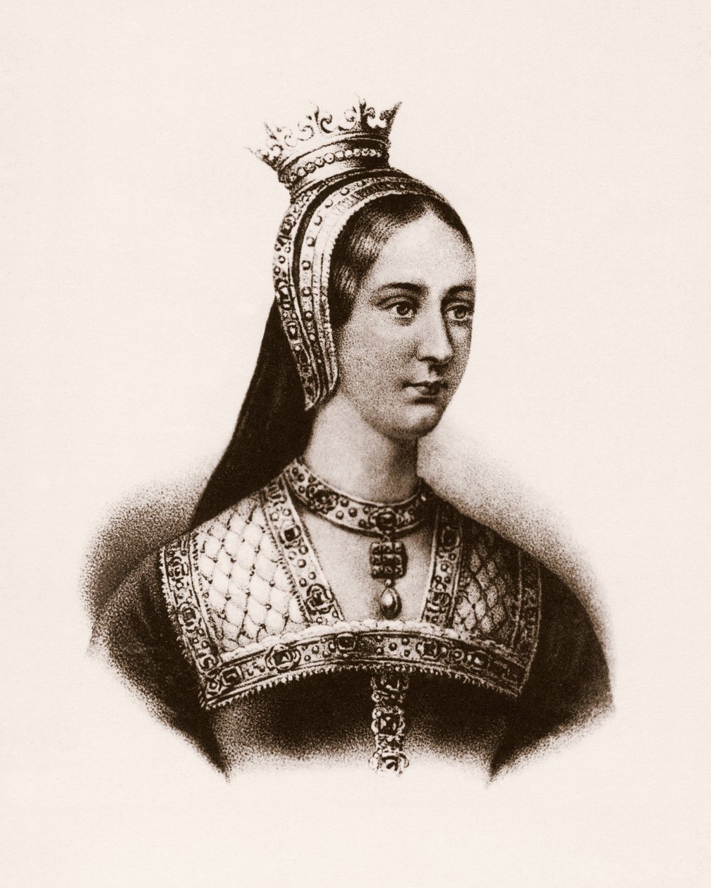 Porträt von Maria I. von England (oder Marie Tudor) (1497-1534) Königin von Frankreich, Gravur, sd. von Unbekannter Künstler