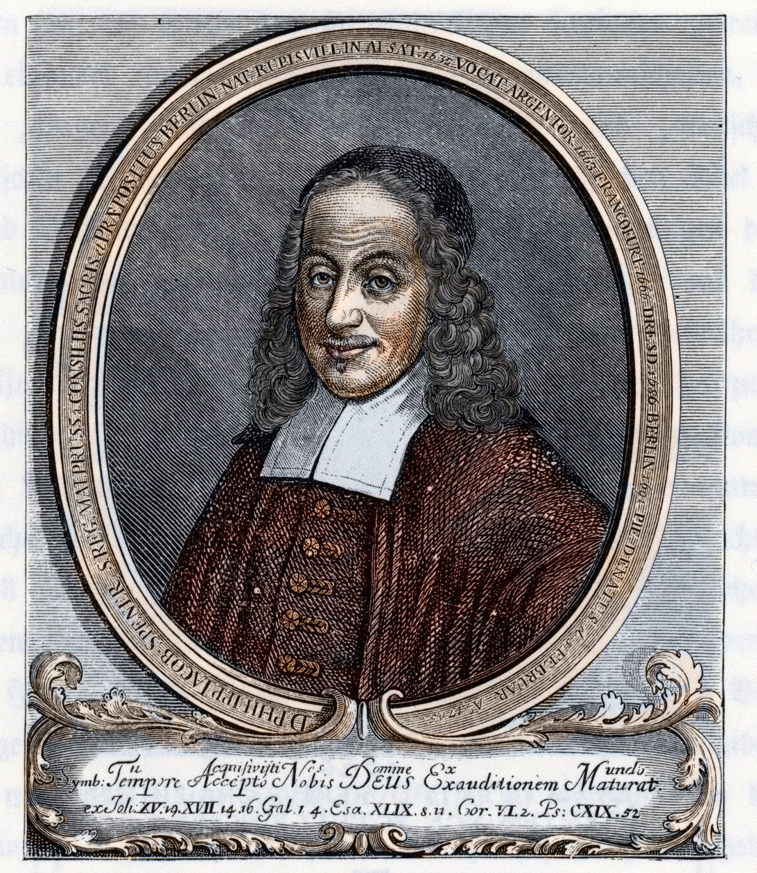 Porträt von Philipp Jacob Spener (Philippe Jacques Spener) (1635-1705), lutherischer Theologe und Begründer des Pietismus (Gravur aus „Germania“ von Johannes Scherr 1880). von Unbekannter Künstler
