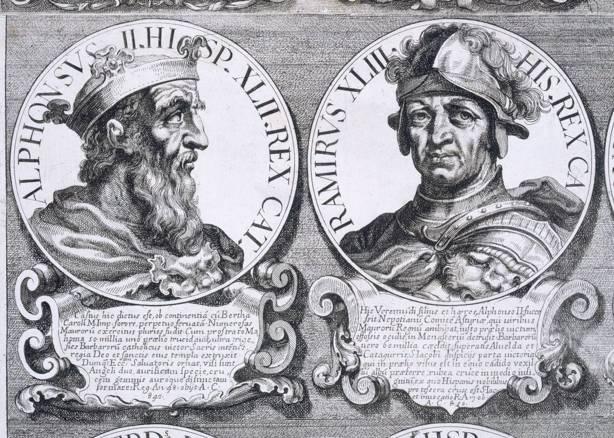 Porträts von Alfons II. und Ramiro I. (Lithografie) von Unbekannt