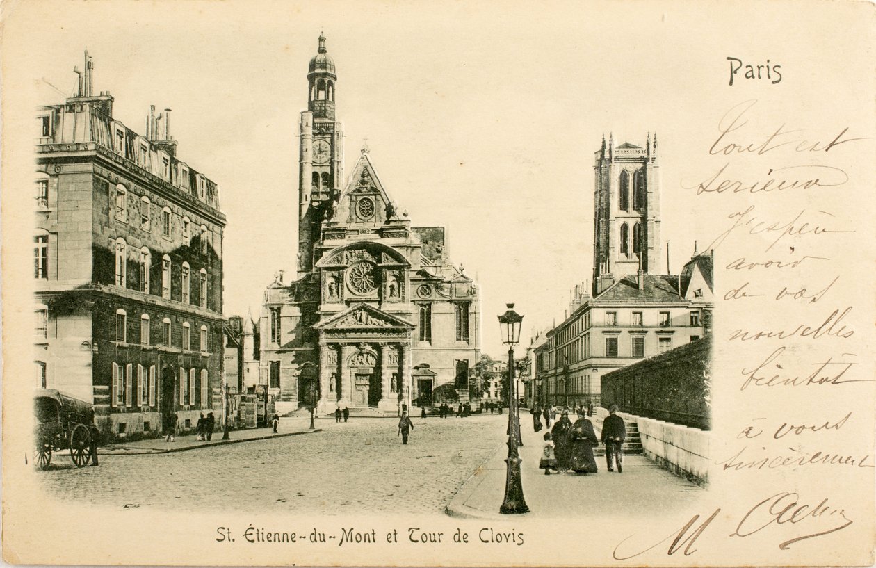 Postkarte Saint Etienne du Mont Tour de Clovis Paris Seine Ile de France Frankreich von William M. Timlin