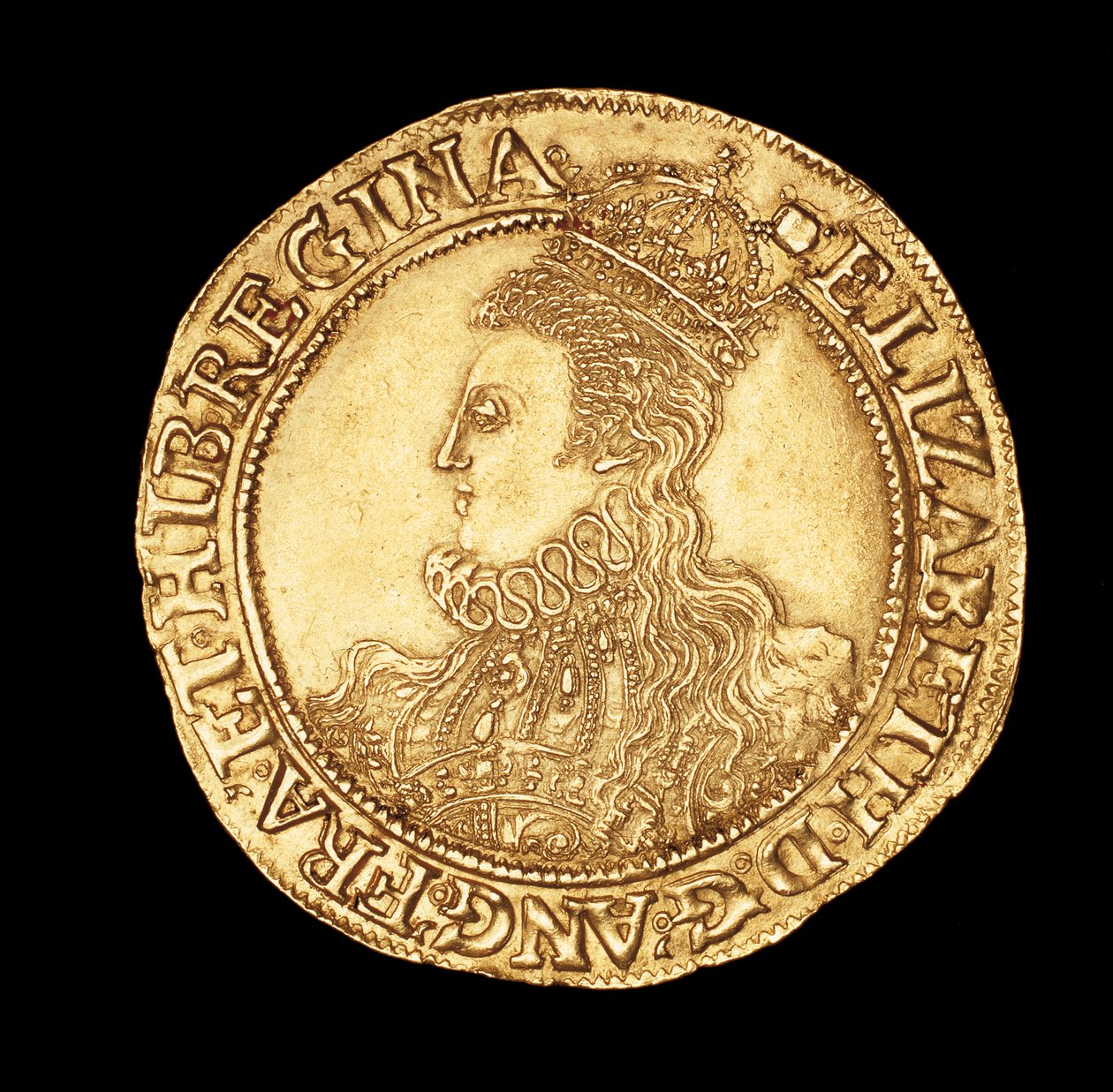 Seltene englische Münze, Porträt von Königin Elizabeth I., Gold Pound von Unbekannter Künstler