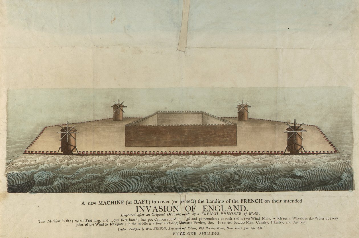 Darstellung des französischen Floßes, das 1798 Großbritannien erobern sollte (Gravur) von Unbekannter Künstler