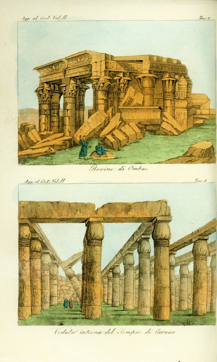 Ruinen des Tempels von Kom Ombo (Ombas), Nubien, und Ansicht des Karnak-Tempels, Luxor, Ägypten von Unbekannt