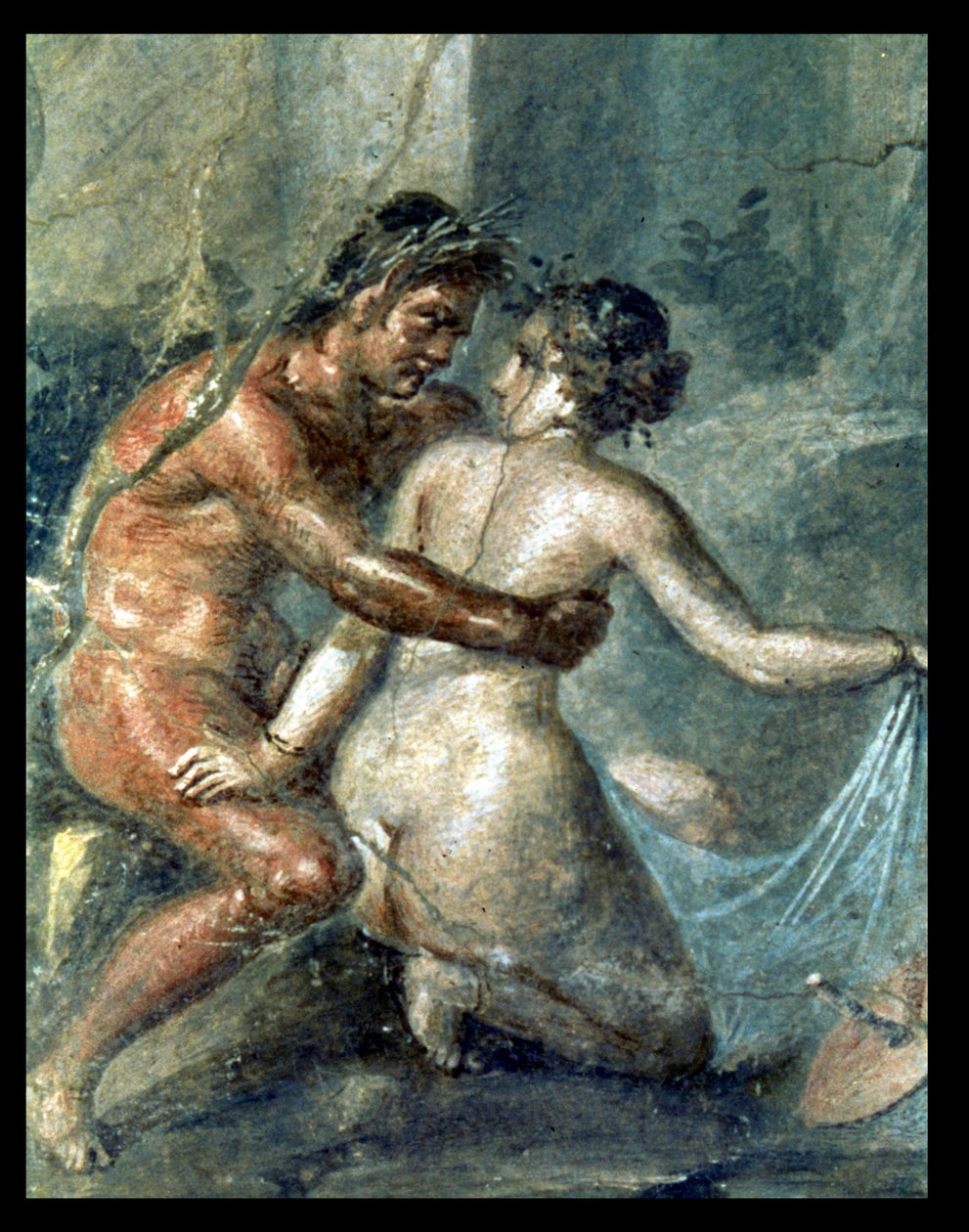Satyr und Mänade, Detail aus einem Wandgemälde in Pompeji von Unbekannter Künstler