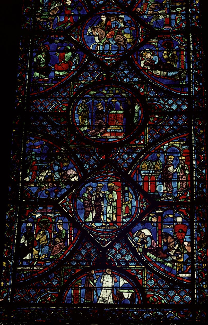 Szenen aus dem Leben Karls des Großen (747-814) aus dem Chorumgang, ca. 1215-35 (Buntglas) von Unbekannt