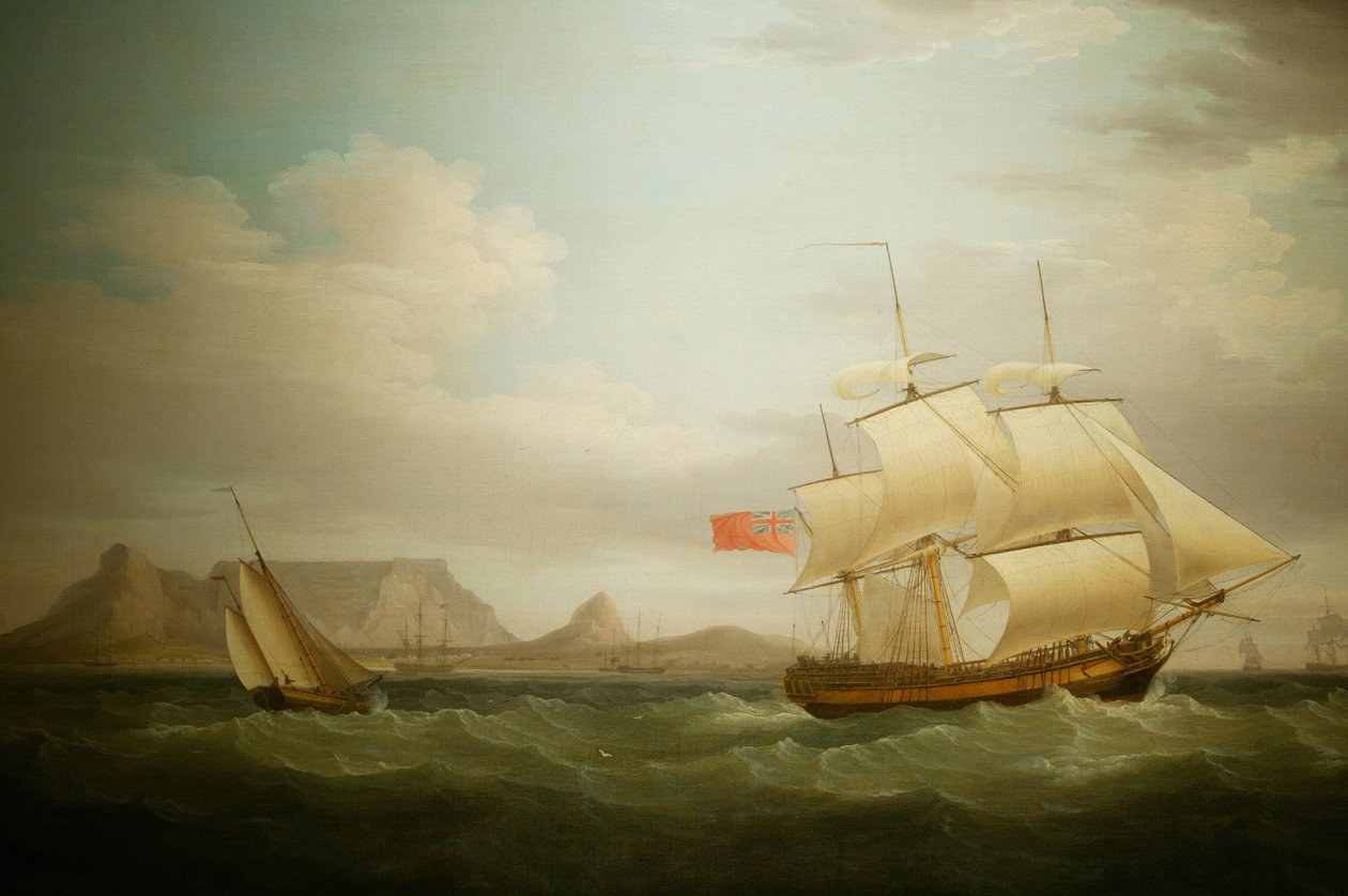 Schiff vor Kapstadt in Südafrika. Gemälde. Nationalmuseum für Kultur, Pretoria, Südafrika von Unbekannter Künstler