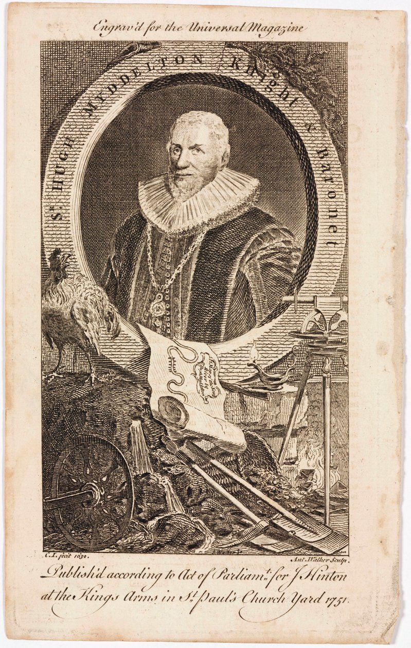 Sir Hugh Myddelton, walisischer Goldschmied und Ingenieur, um 1620 von Unbekannt