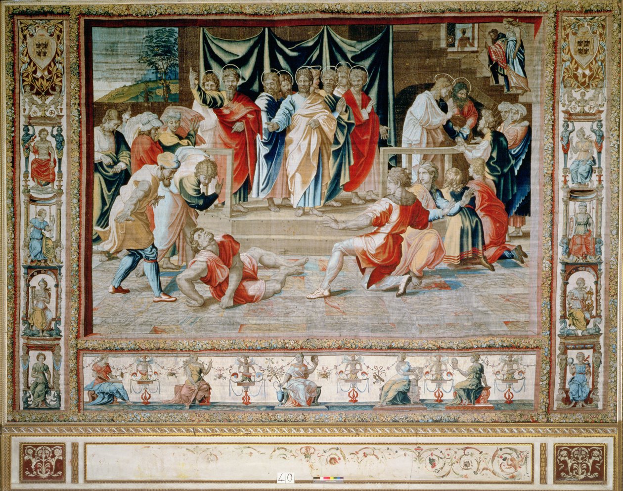 Der Tod von Anianus aus den Brüsseler Wandteppichen, Repliken der Vatikan-Serie der Apostelgeschichte von Raphael von Unbekannt