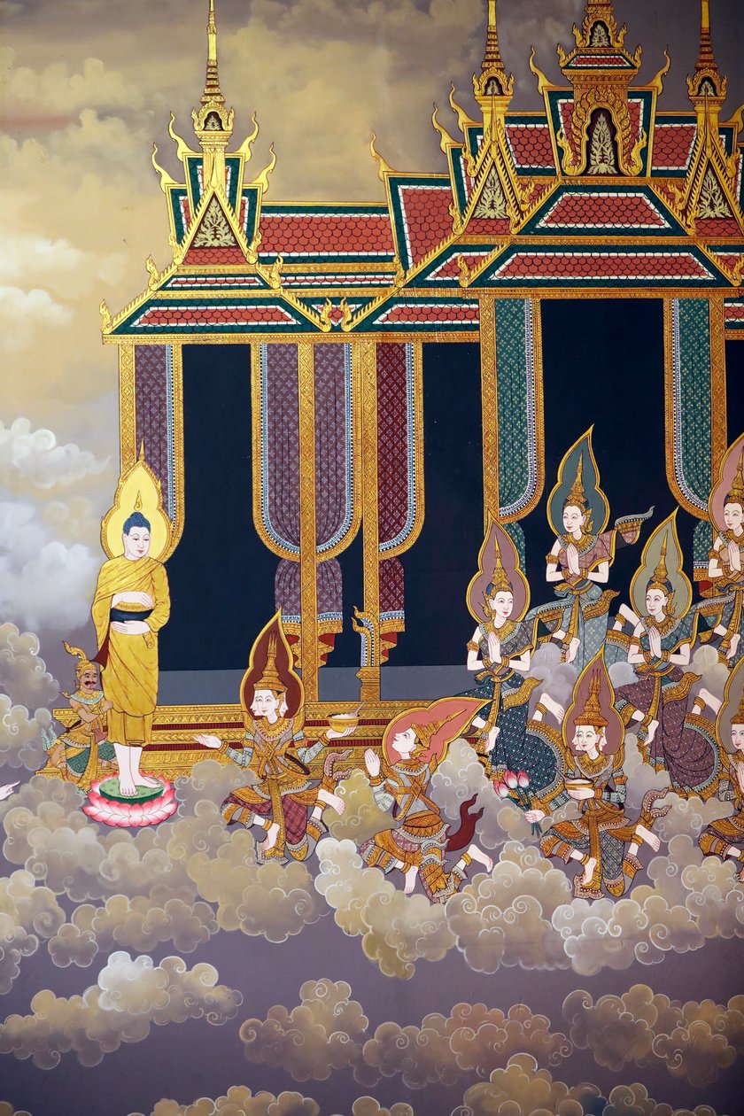 Das Leben des Buddha, Wandfresko, Wat Botum Tempel, Phnom Penh, 2022 (Foto) von Unbekannter Künstler