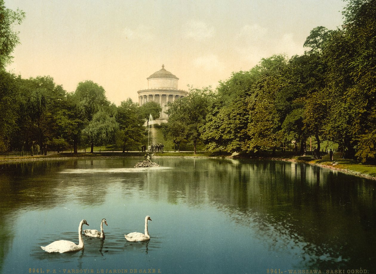 Der Sächsische Garten, Warschau, Russland (d.h. Warschau, Polen), ca. 1890-1900 von Unbekannter Künstler