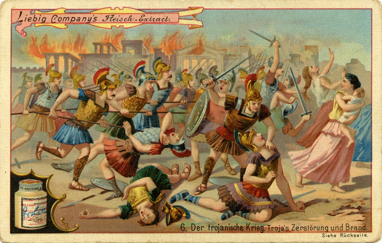 Der Trojanische Krieg: Zerstörung und Brand von Troja von Unbekannter Künstler