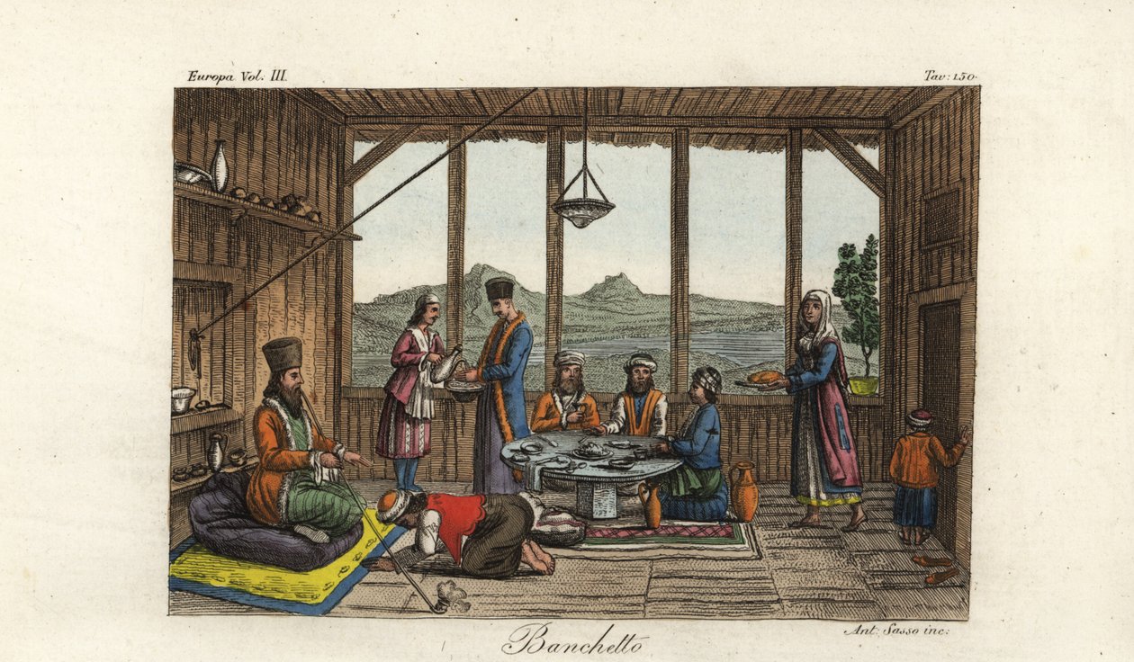 Das Bankett, das für Dodwell vom Bischof von Salona in Crisso, Griechenland, abgehalten wurde von Unbekannt