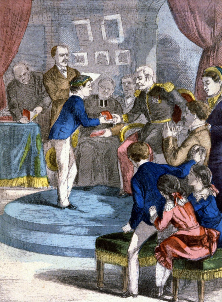 Die Preisverleihung an der öffentlichen Schule, ca. 1885 von Unbekannter Künstler