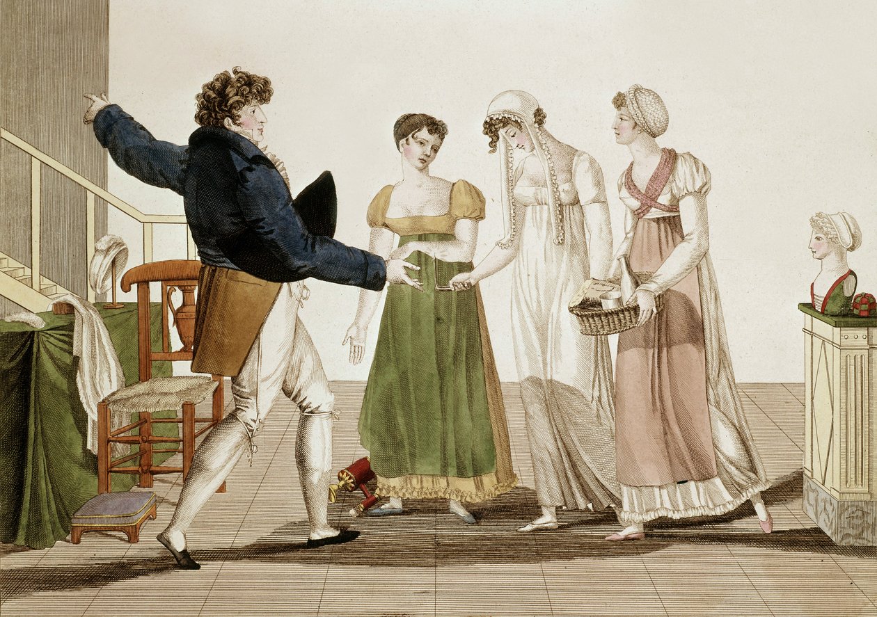 Der Modedesigner zur Zeit des ersten Kaiserreichs in Frankreich (1804-1815), Gravur von Unbekannter Künstler