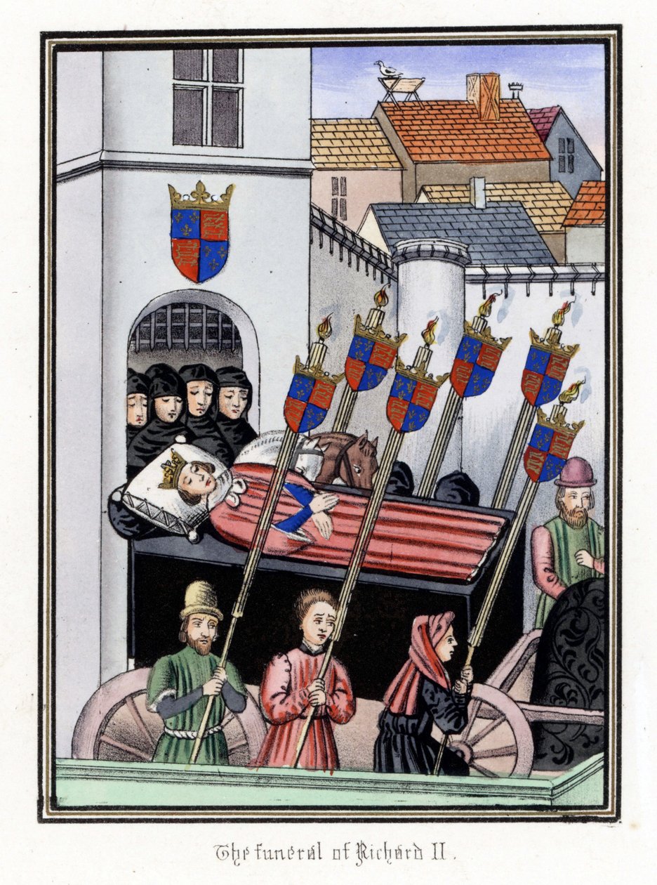 Der Leichenzug von König Richard II. von England (1367-1400), verlässt die Burg von Pontefract zur Kathedrale von Saint Paul in London (England) von Unbekannter Künstler