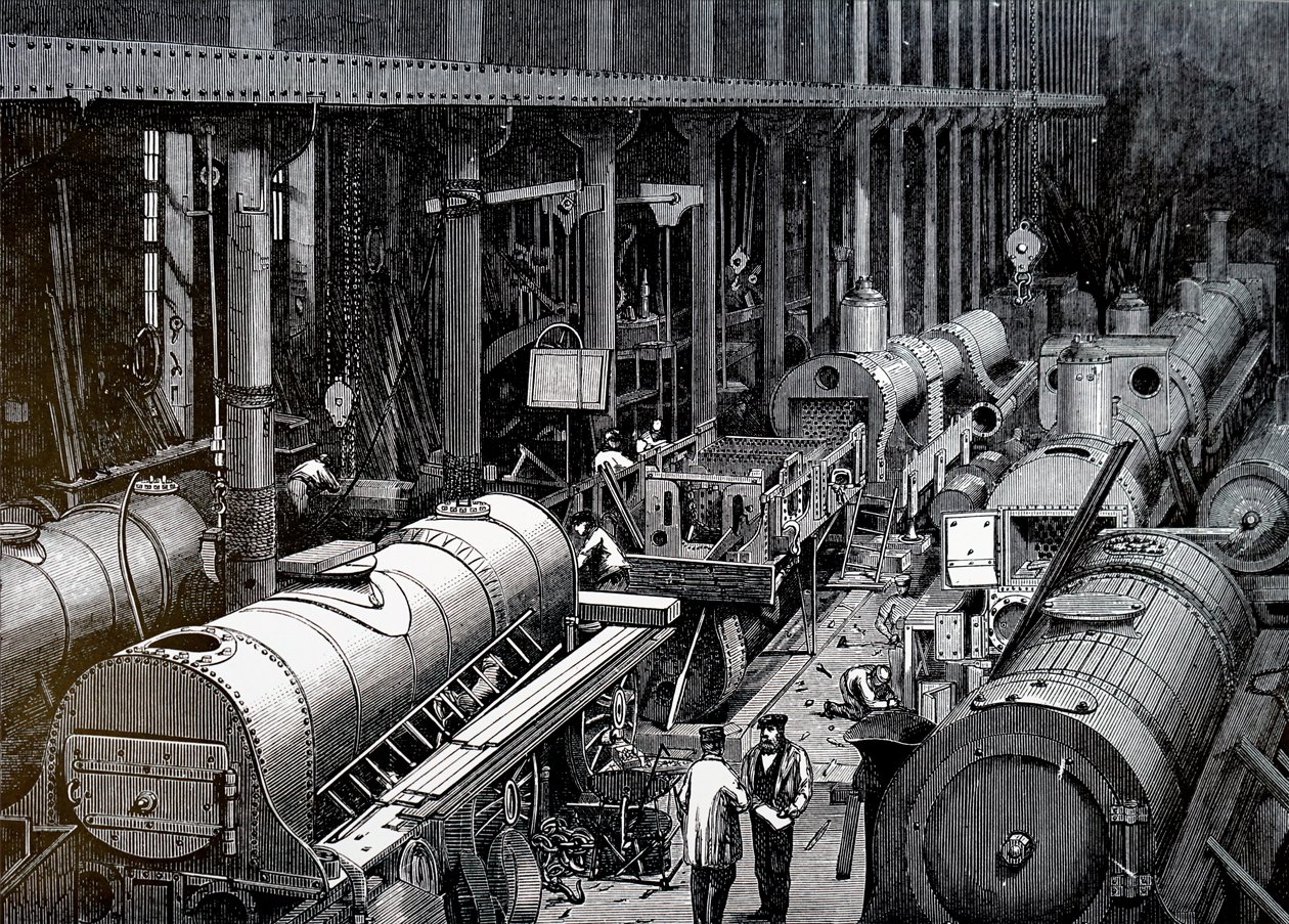 Die Fertigungshalle der Robert Stephenson and Company von Unbekannt