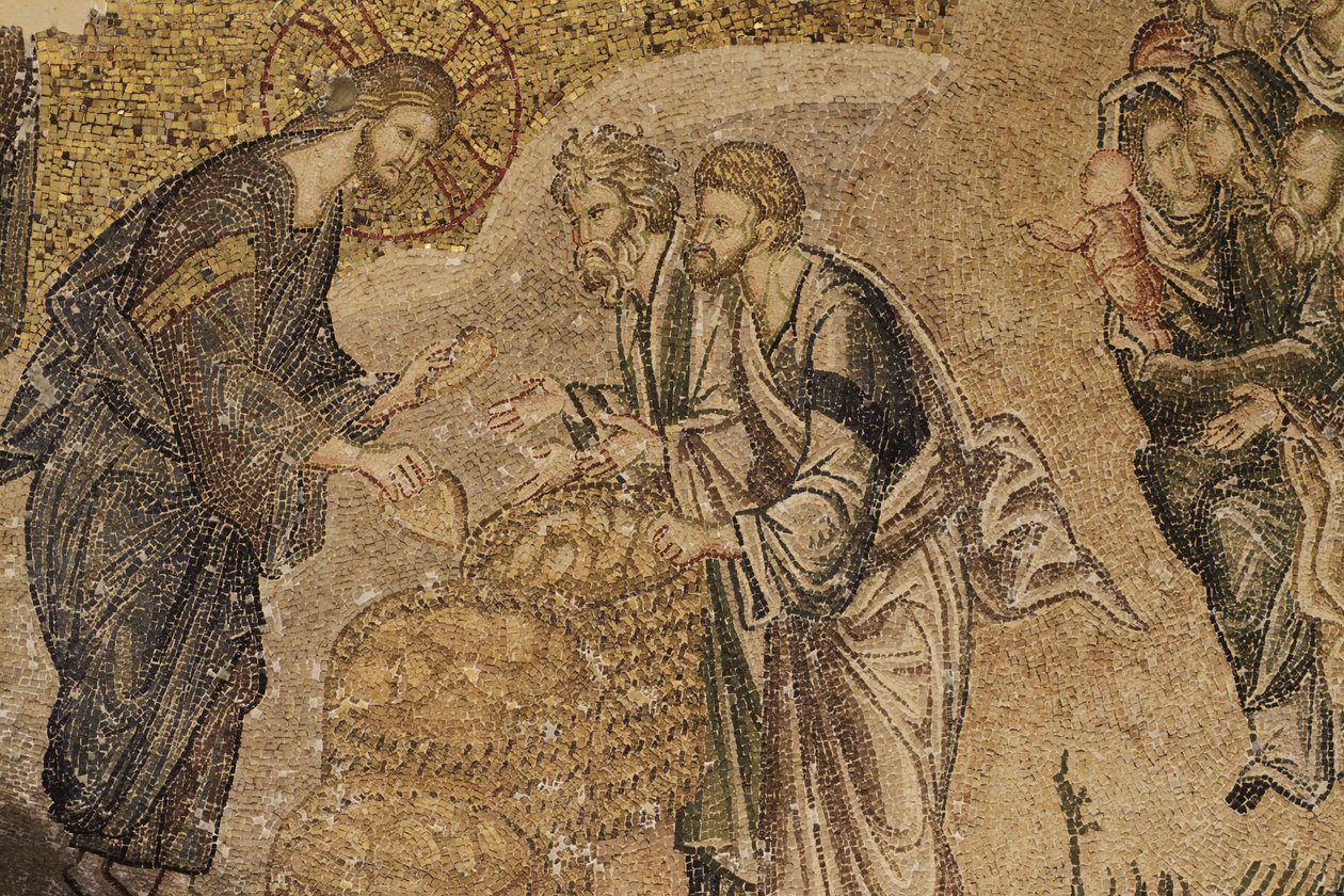 Die Brotvermehrung, Mosaik, Chora-Kirchenmuseum, Istanbul, Türkei von Unbekannt