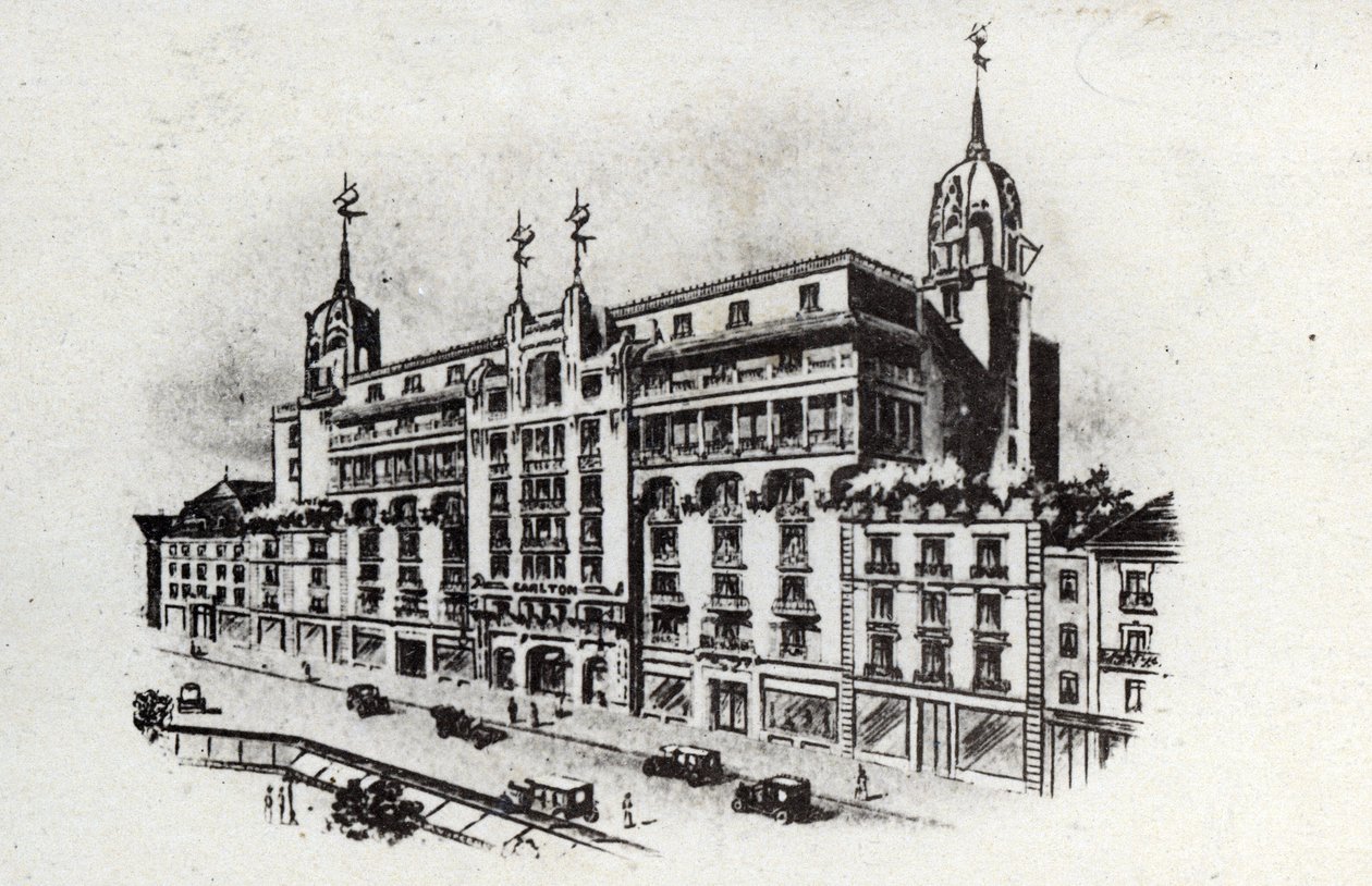 Thermaltourismus: Ansicht des Carlton-Hotels in Vichy, Frankreich ca. 1905 (Postkarte) von Unbekannter Künstler