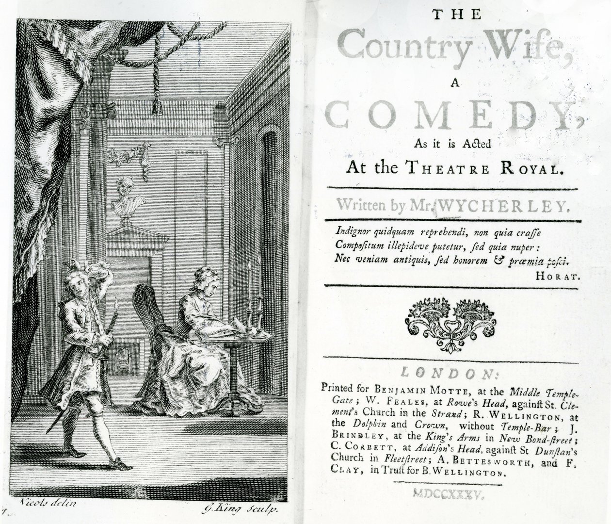 Titelseite des Drehbuchs für The Country Wife am Royal Theatre von Unbekannt