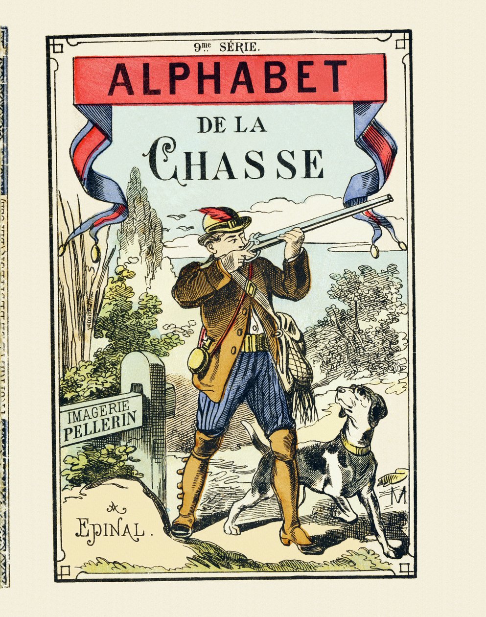Ein Jäger und sein Hund - Deckblatt des Jagd-Alphabets - Image Pellerin, Epinal, o. J. - 16 Seiten - 9. Serie, ca. 1890 von Unbekannt