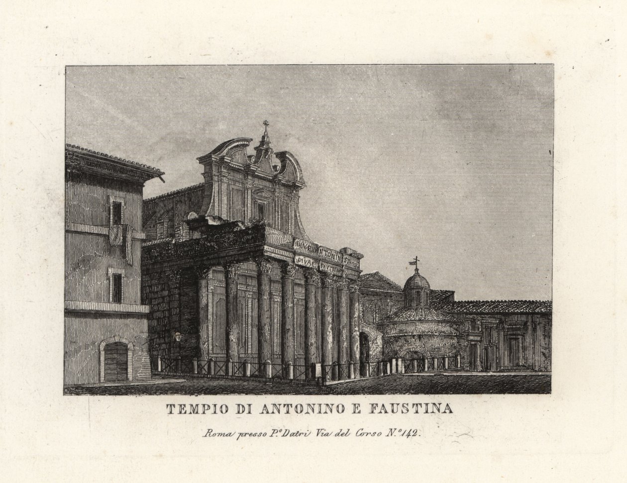 Ansicht des Tempels von Antoninus und Faustina, Tempio di Antonino e Faustina, Forum Romanum, Rom von Unbekannt