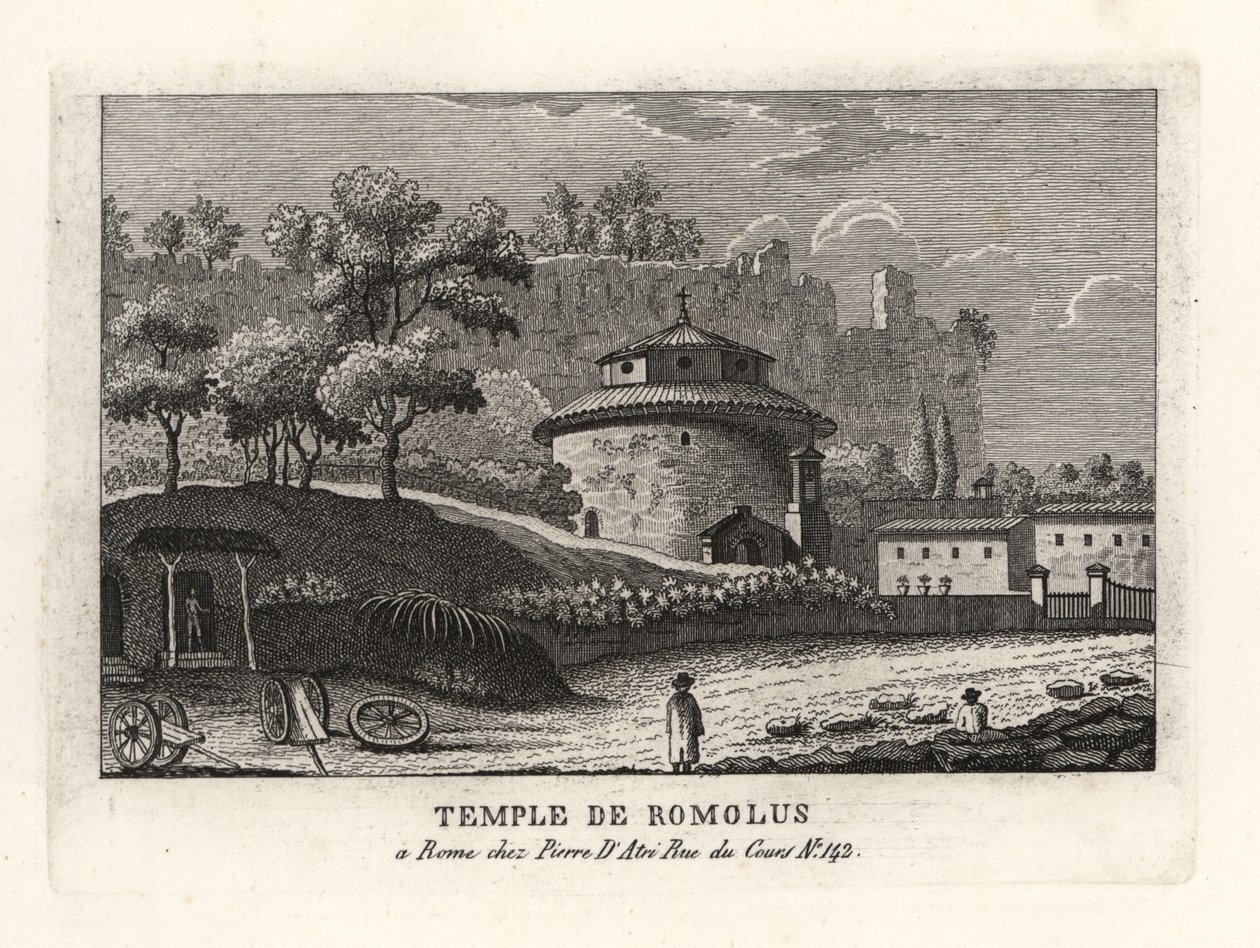 Ansicht des Tempels des Romulus, der Basilika Santi Cosma e Damiano, Forum, Rom von Unbekannt
