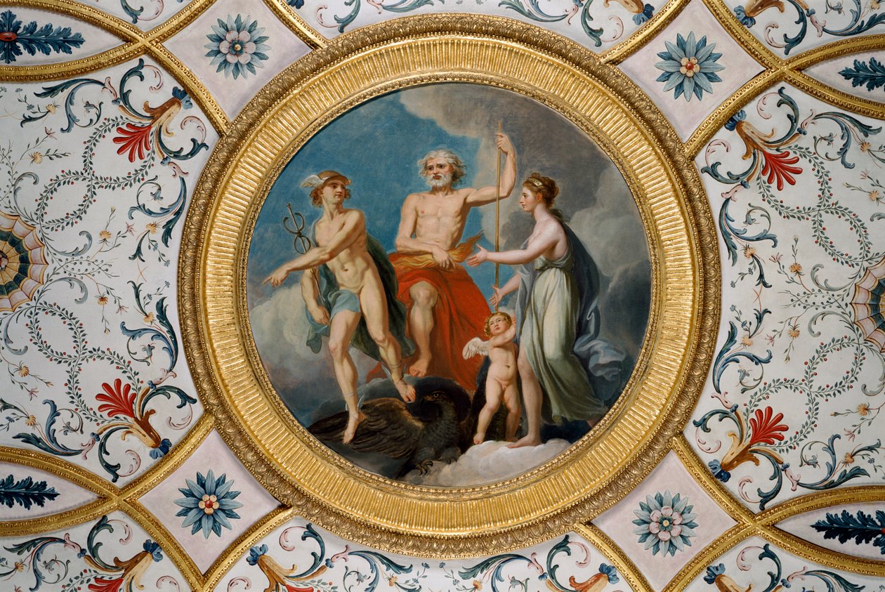 Ansicht des Deckenrundels im kleinen Salon von Unbekannter Künstler