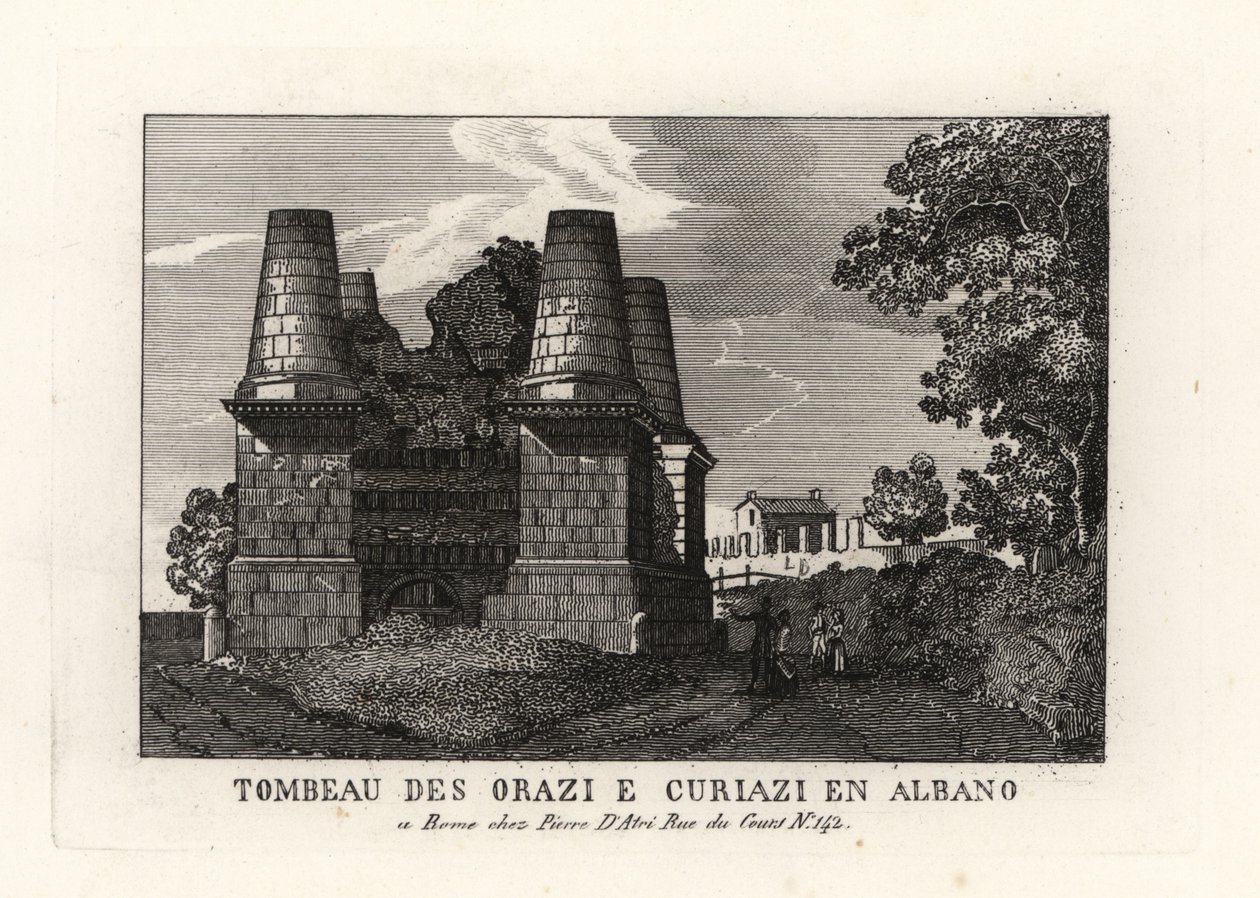 Ansicht der Ruinen des Mausoleums der Horatier und Curiatier an der Via Appia, Rom von Unbekannt