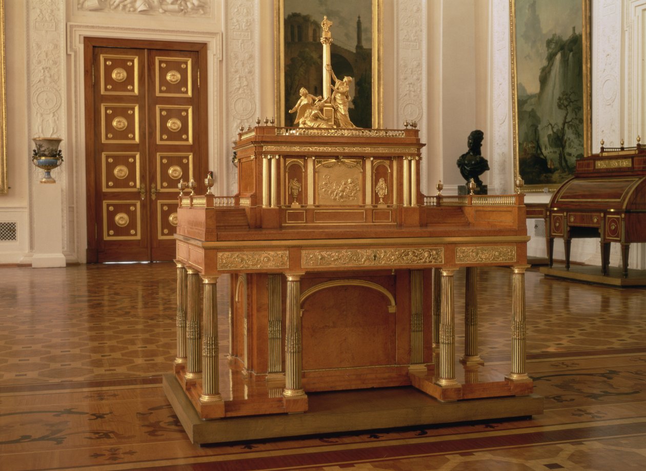 Schreibtisch mit kleinem Schrank, von David Roentgen (1743-1807), Neuwied von Unbekannt