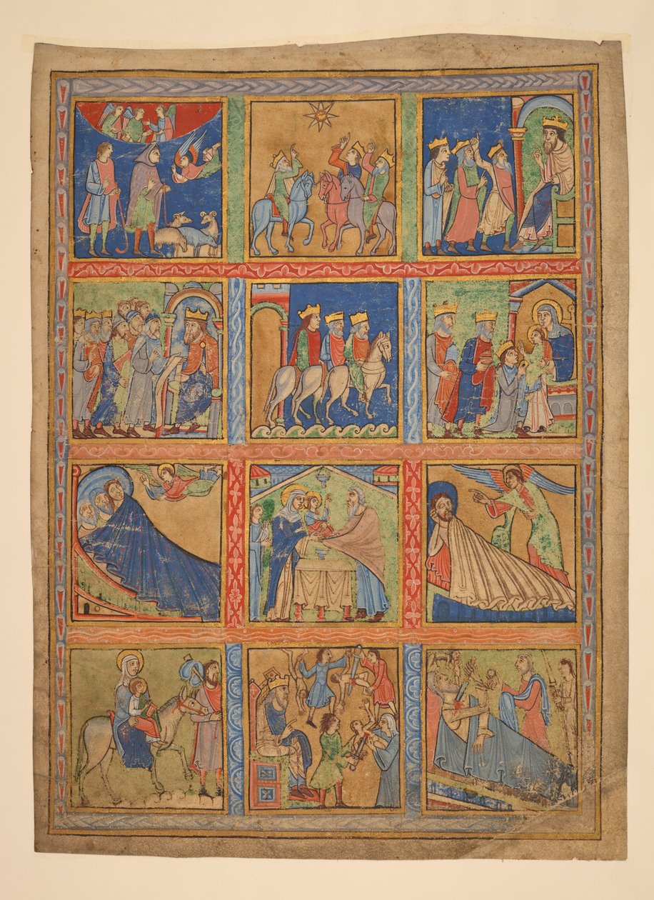 f. 1: Eine Serie von 24 Miniaturen aus dem Leben Christi; Sieben Ausschnitte aus illuminierten Manuskripten. 12. Jahrhundert-15. Jahrhundert von Unbekannter Künstler