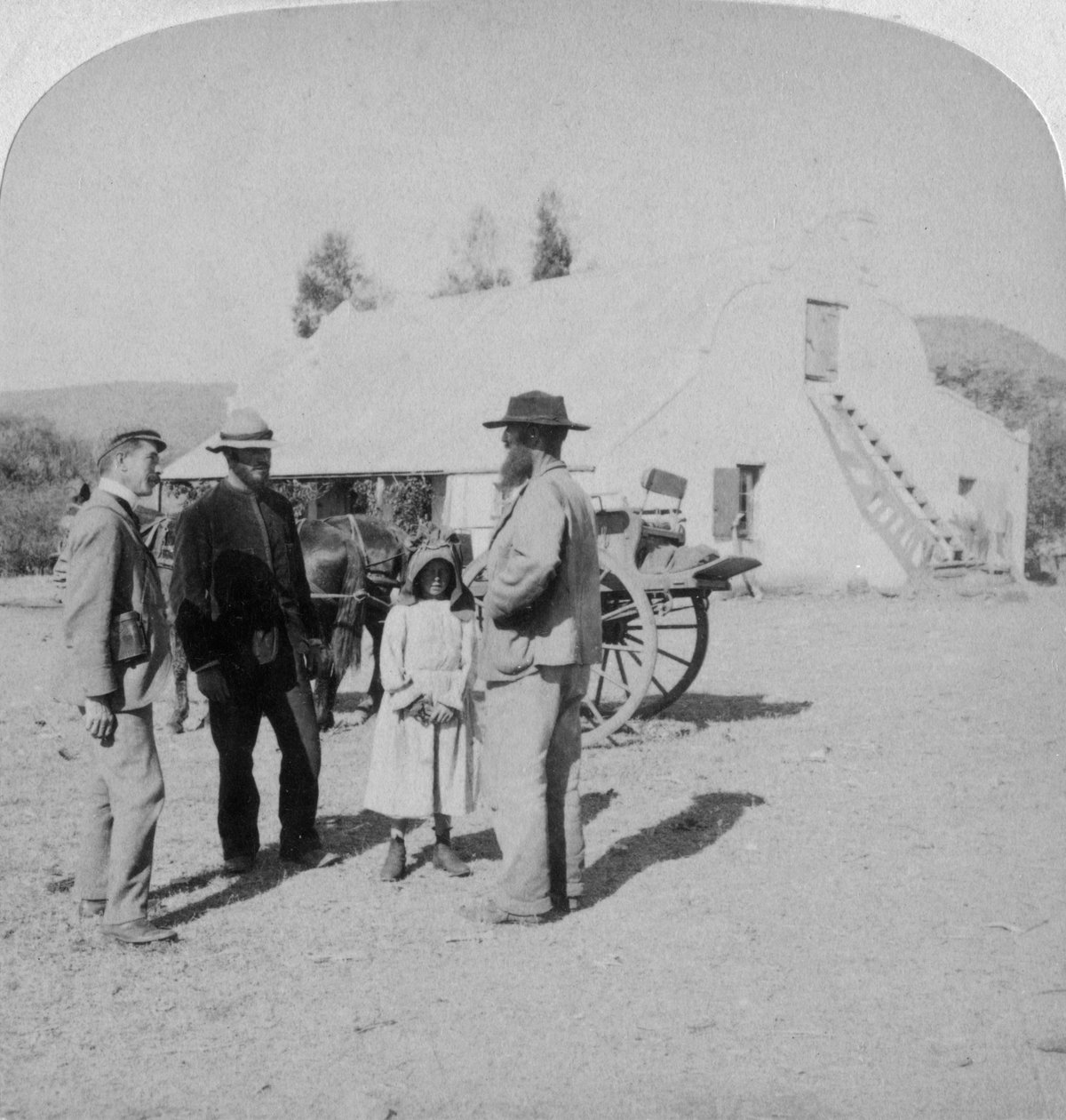 Interview mit einem Burenbauern in seinem Haus bei Brandfort, Südafrika, Burenkrieg von Underwood and Underwood