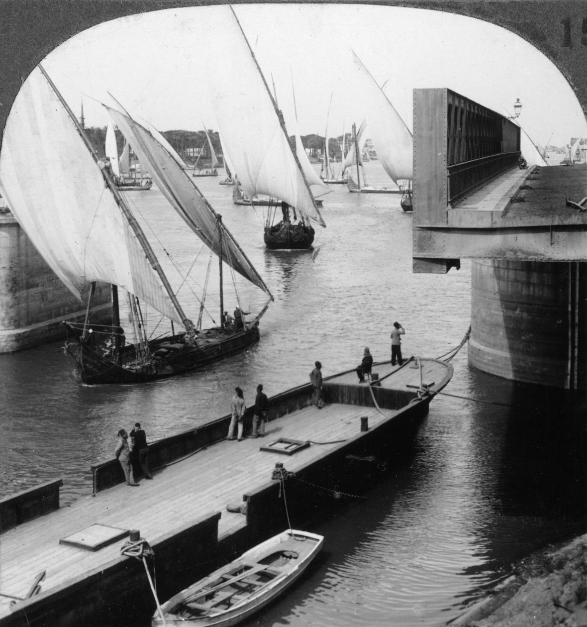 Die große Nilbrücke, Kairo, Ägypten, 1905 von Underwood and Underwood