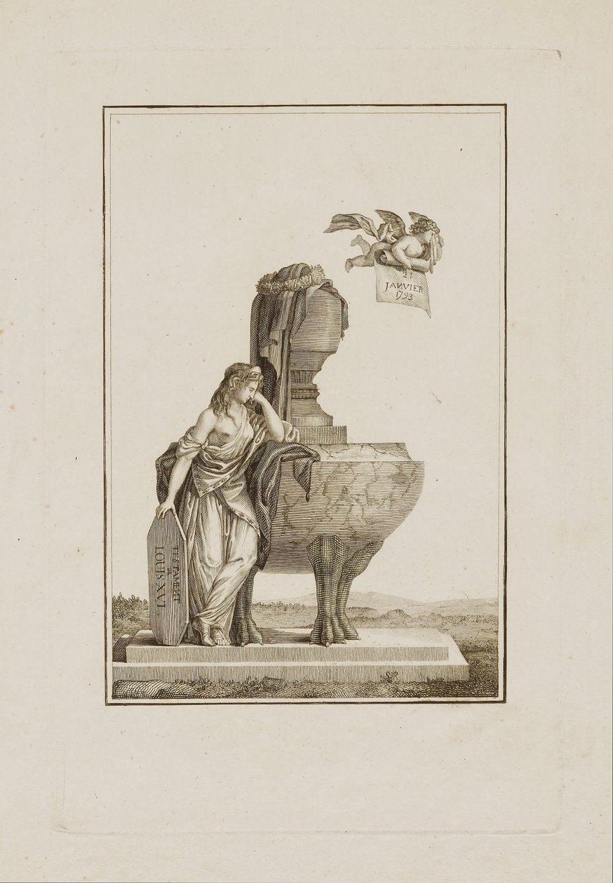 Mythologische Figur trauert über das Grab von Ludwig XVI von Unidentified