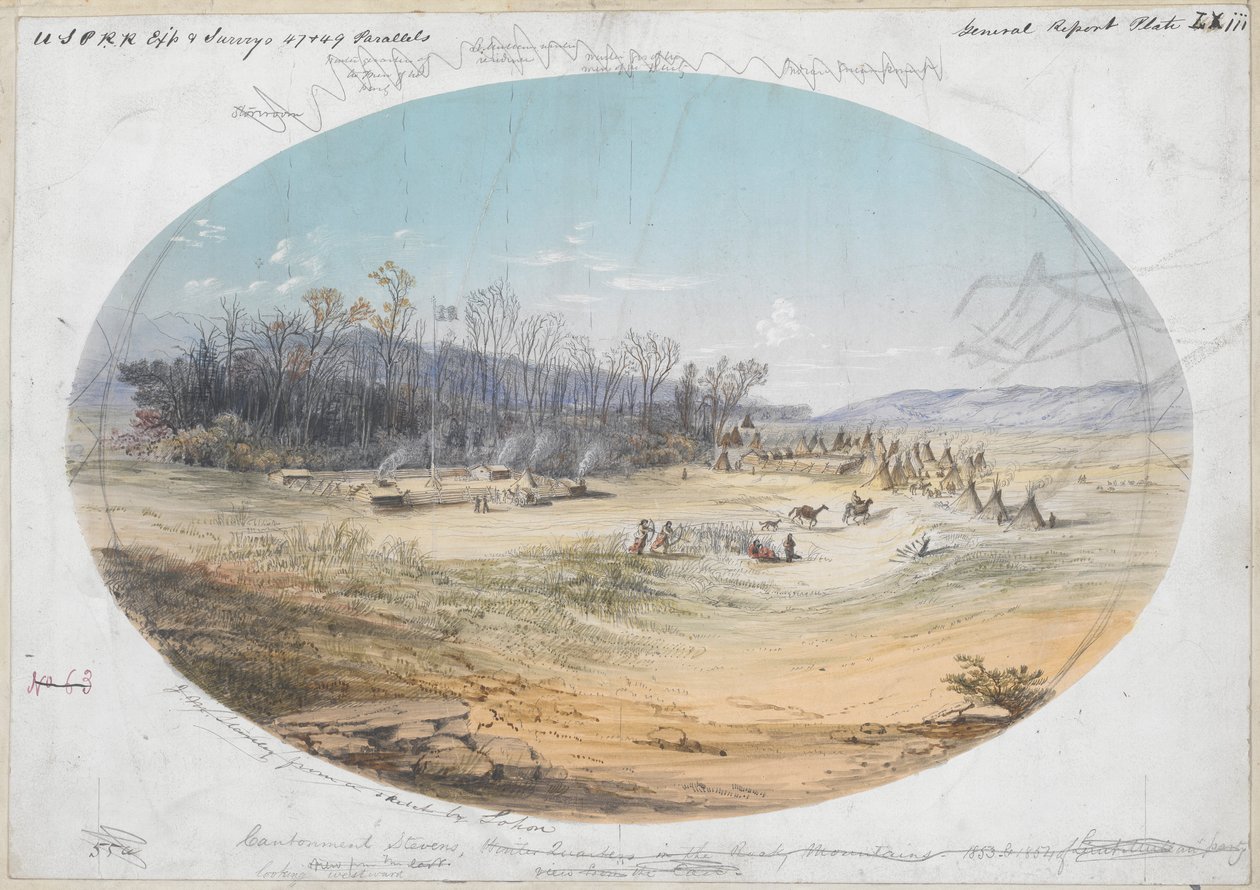 Cantonment Stevens, Blick nach Westen von Unknown