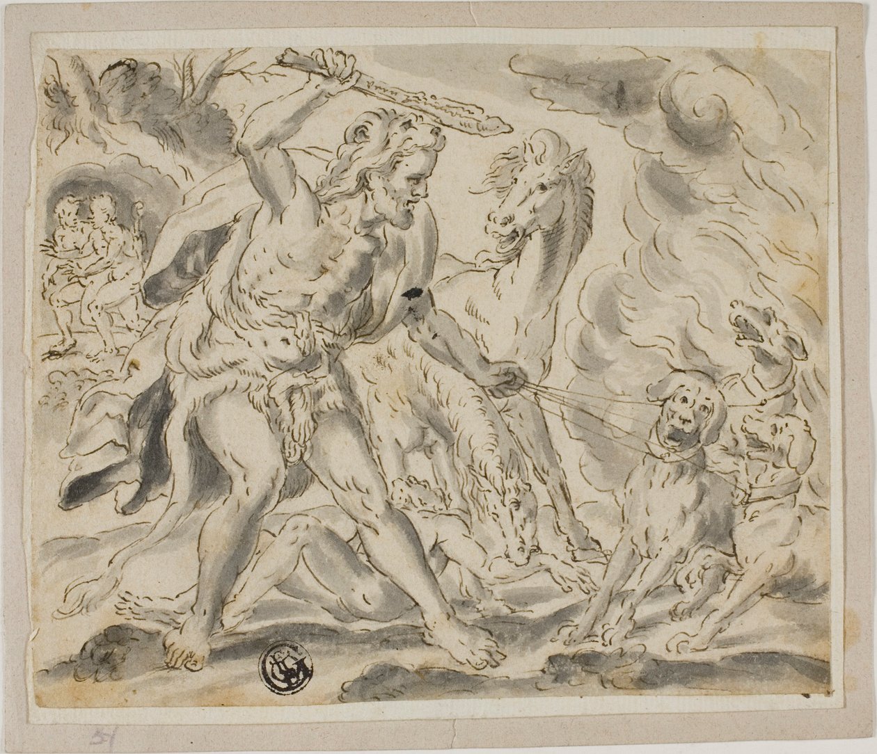Herkules, Cerberus und die Stuten des Diomedes von Unknown
