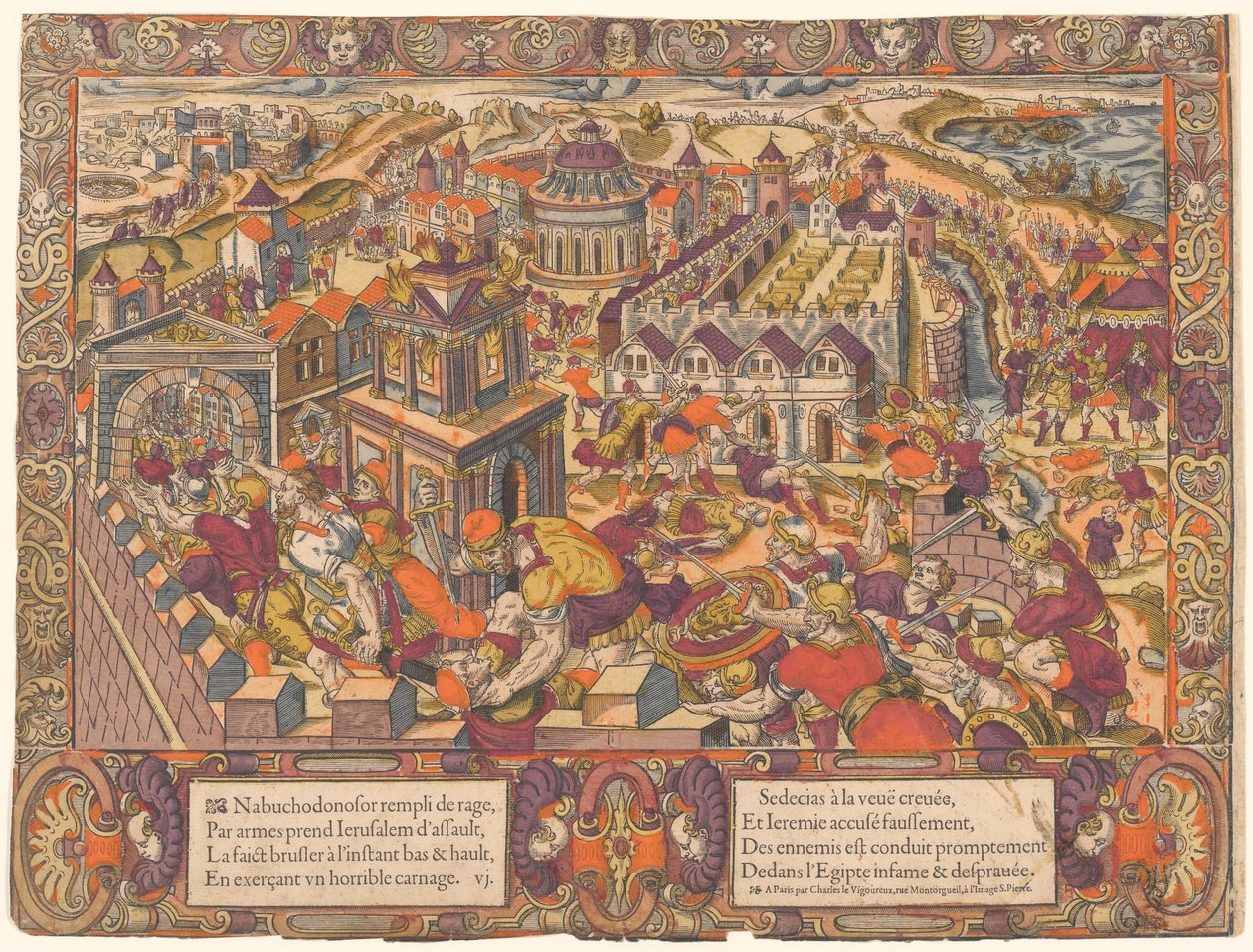 Jerusalem wird eingenommen und verbrannt; König Seleucis hat seine Augen ausgestochen. Und Jeremia wird nach Babylon gebracht. Jeremia 39-43, Nr. 6, Die Geschichte von Jeremia von Unknown