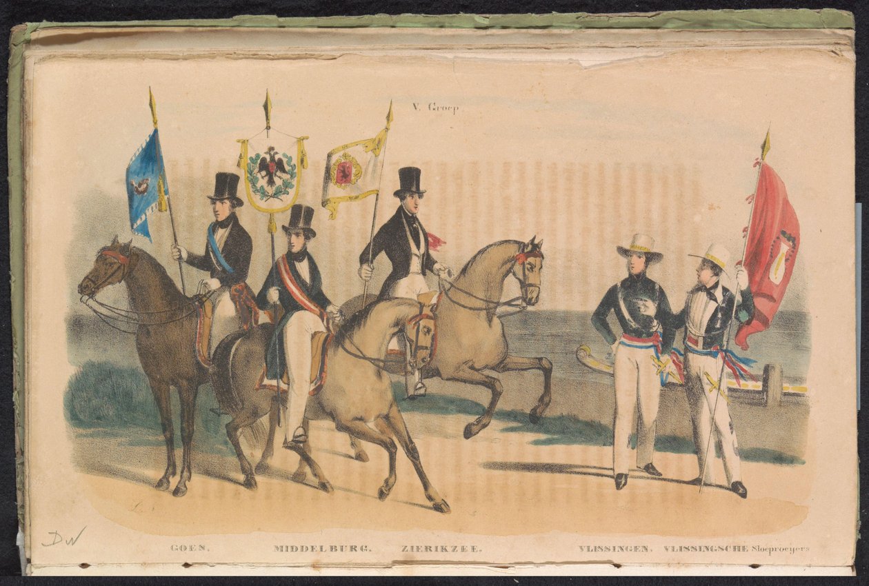 Kostüme und Fahnen der Ehrenwachen von Goes, Middelburg, Zierikzee und Vlissingen, 1840-1842 von Unknown