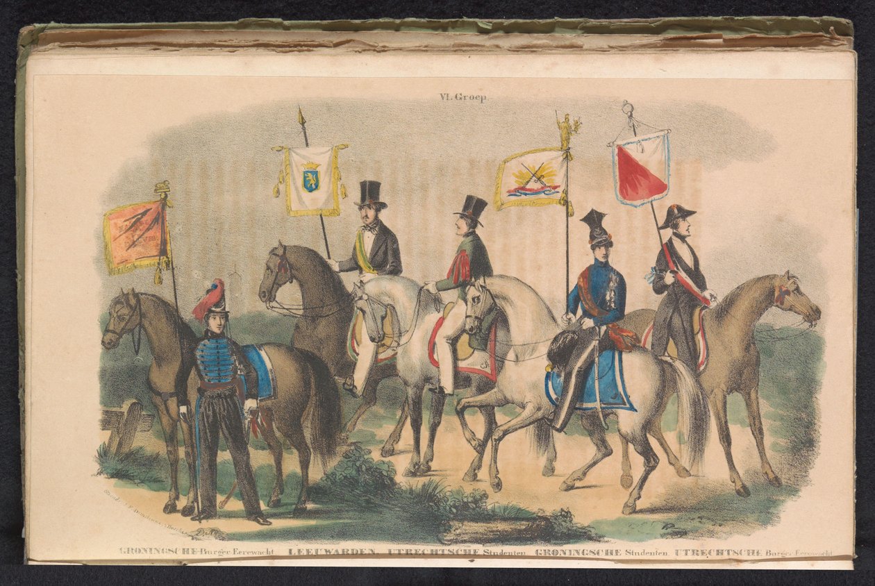 Kostüme und Fahnen der Ehrenwachen von Groningen, Leeuwarden und Utrecht, 1840-1842 von Unknown