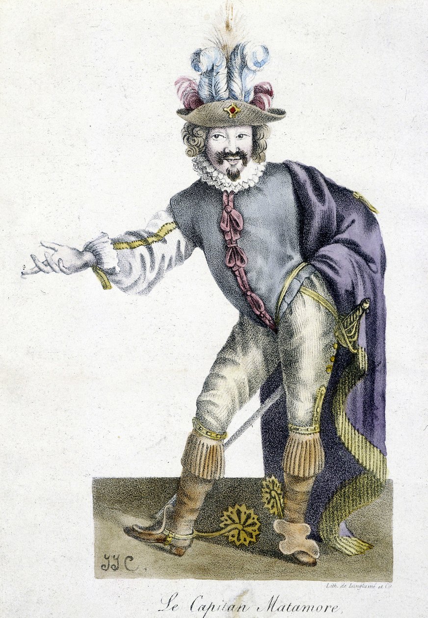 Theaterfigur des 16. Jahrhunderts: Capitan Matamore, Arts Deco von Unknown artist