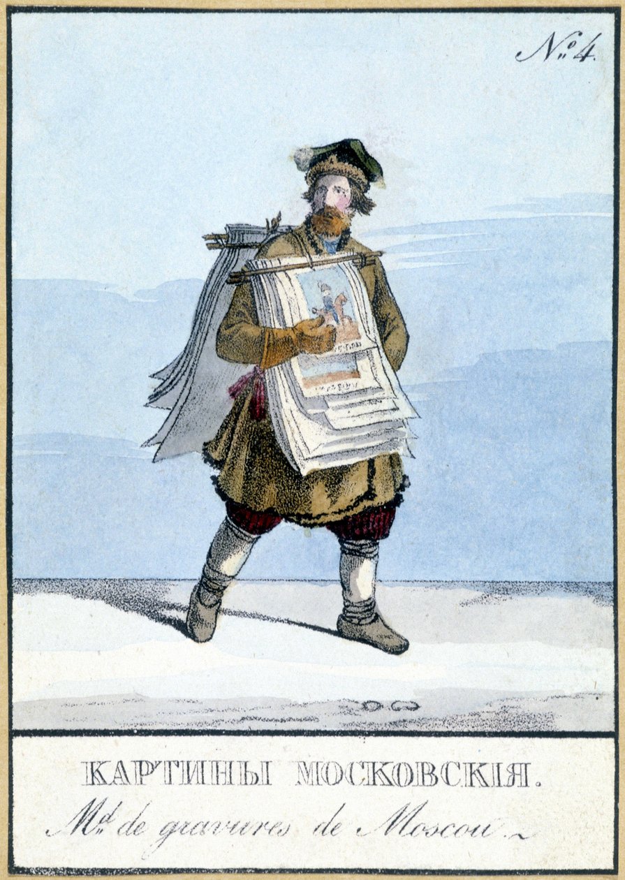 Moskauer Gravurhändler des 19. Jahrhunderts. Illustration des 19. Jahrhunderts von Unknown artist
