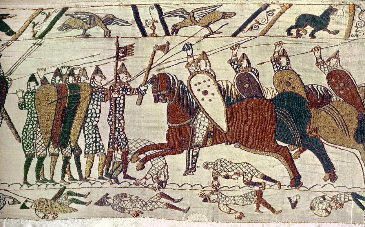 Ein Kavallerieangriff. Bayeux Tapisserie von Unknown Artist